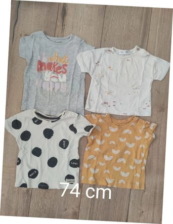 Lot 4 tee-shirt manches courtes 74 cm