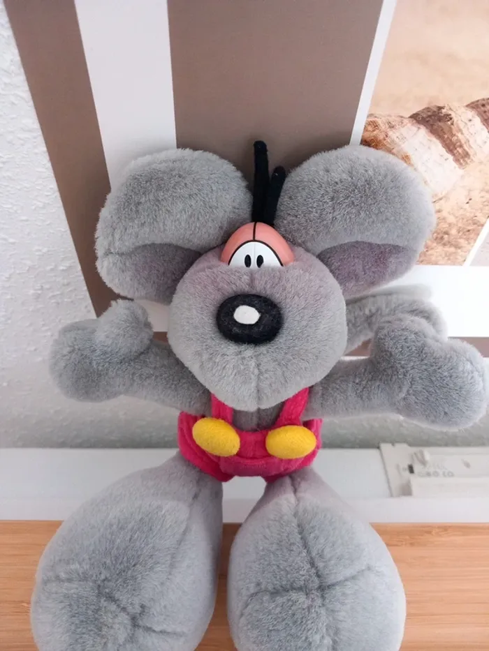 Peluche diddl grise salopette 25cm - photo numéro 3