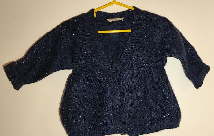 Gilet fille bleu marine pailleté 12 mois