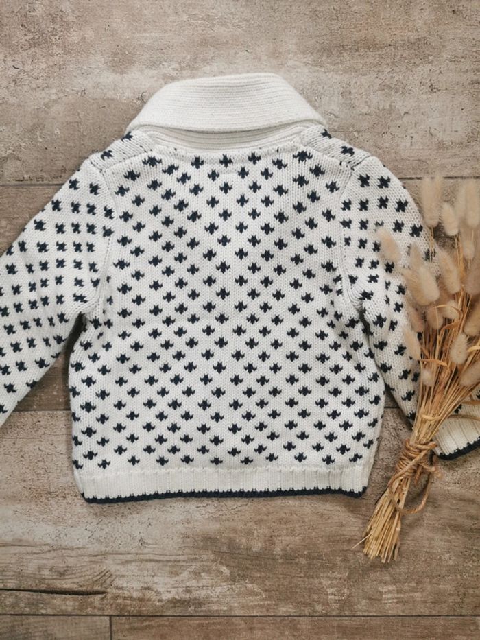 🌺Gilet veste Baby Gap 18mois grosse maille bleu marine blanc ecru bébé garçon - photo numéro 7