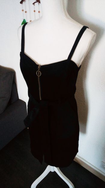 Robe coton noire côtelé
