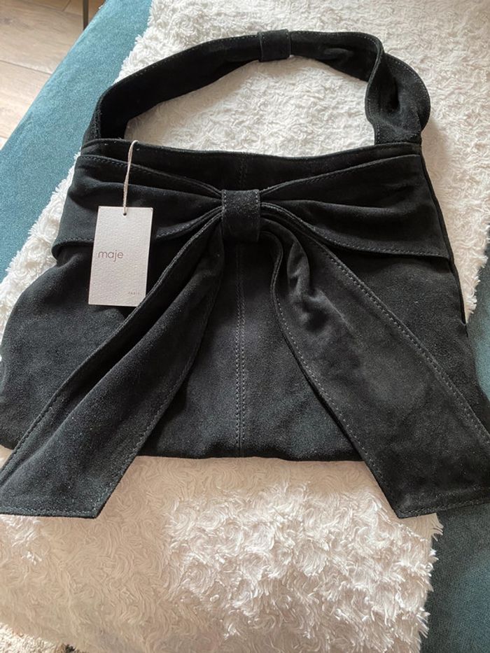 Sac à mains cuir croûte de vachette avec noeud maje