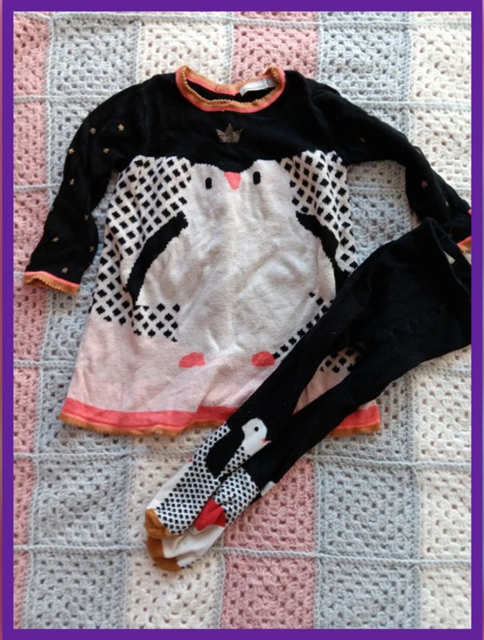 Joli ensemble robe collants 3 mois catimini