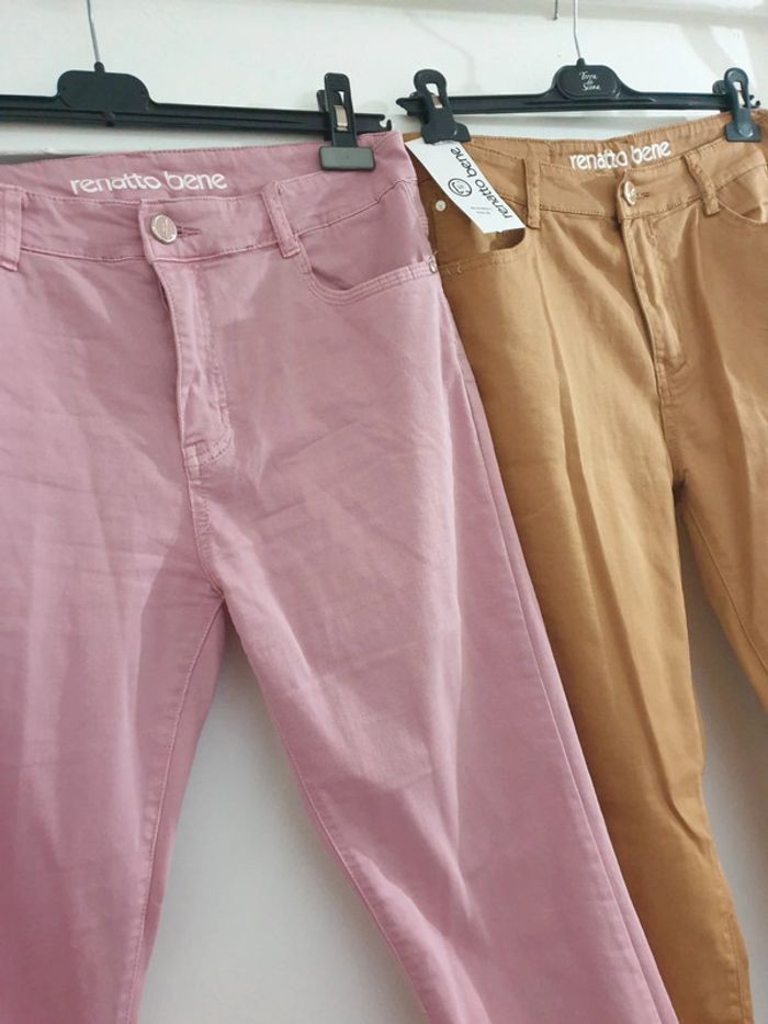 2 Pantalons Droits Coton Elasthane Renatto Bene Taille 42 - photo numéro 5