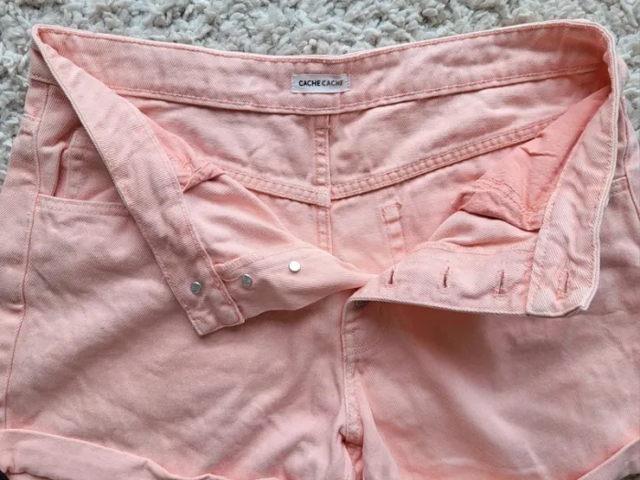 Short en jean rose corail Cache Cache Taille 42 - photo numéro 2