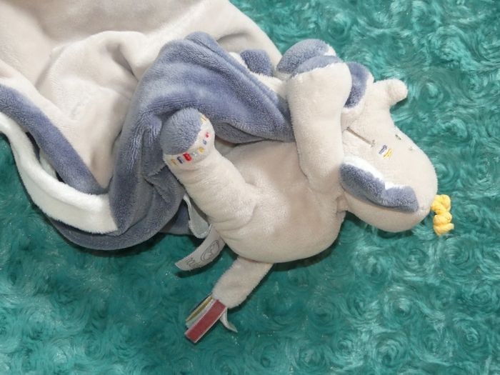Doudou couverture éléphant Bao bleu beige Noukie's 🐘tbe - photo numéro 5