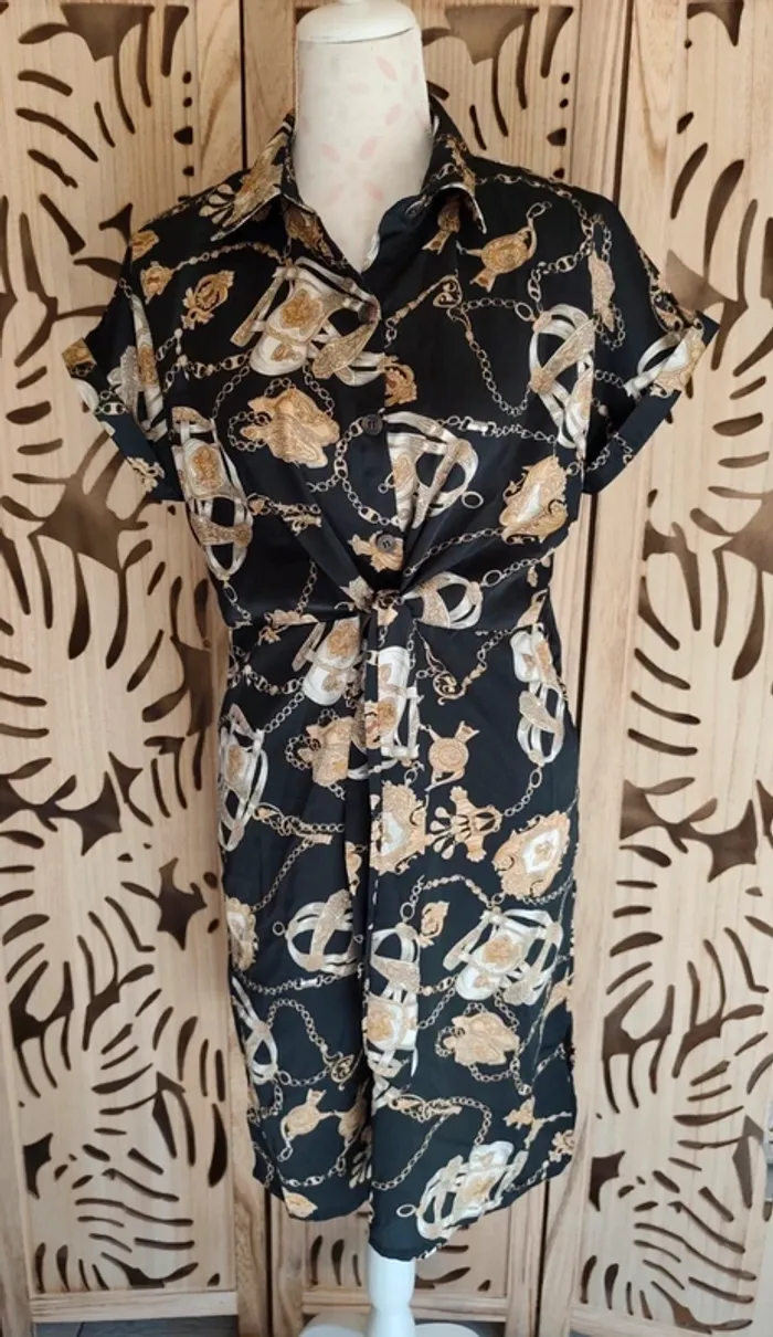 Robe col chemise imprimée chaines T S/ M Fashion