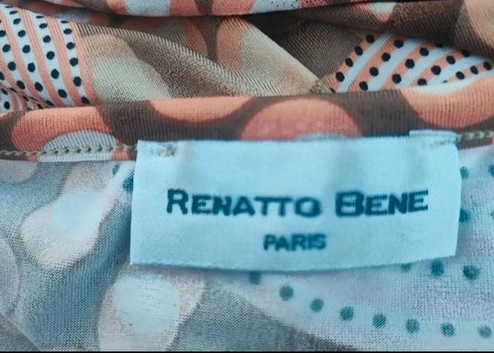 🧡blouse manche courte blanc orange vintage renato béné t s 36 m 38 extensible - photo numéro 6