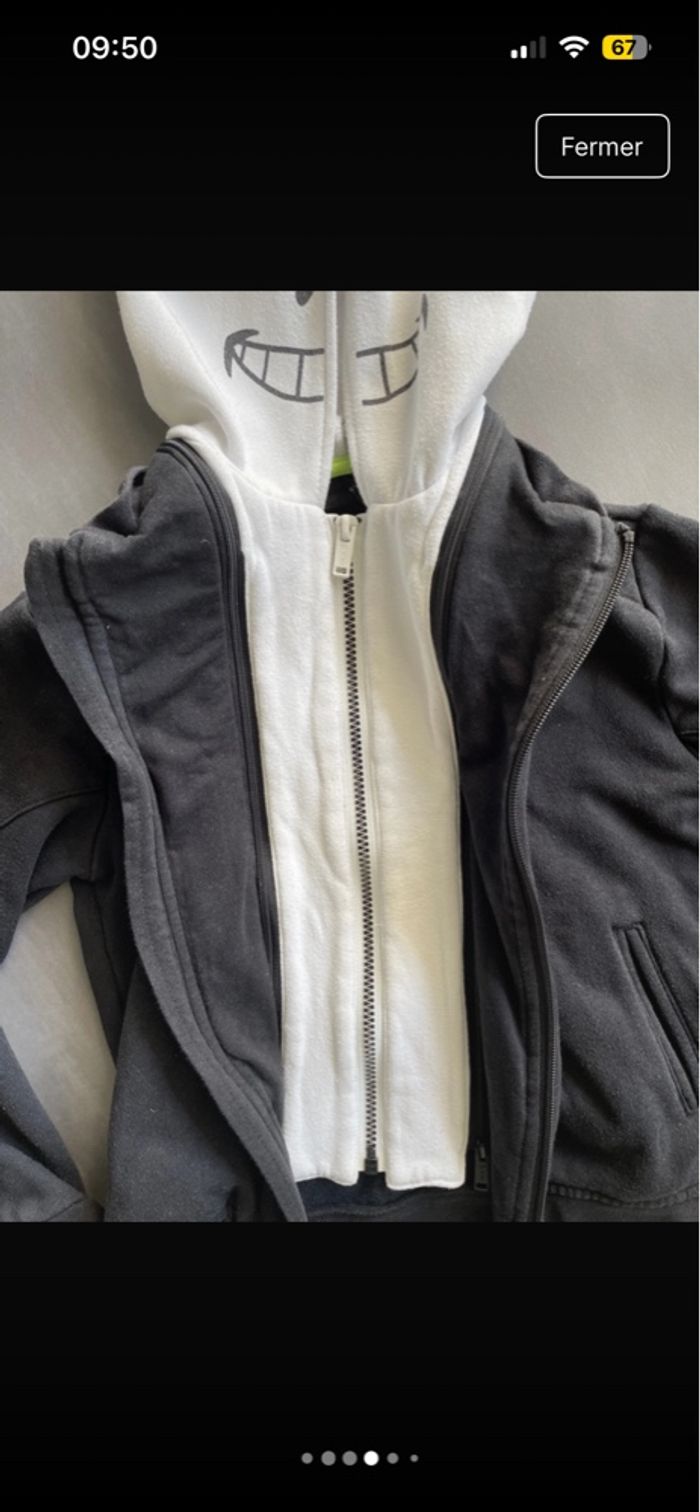 Gilet IKKS Blanc Noir garçon 8ans Neuf sweat pull - photo numéro 2