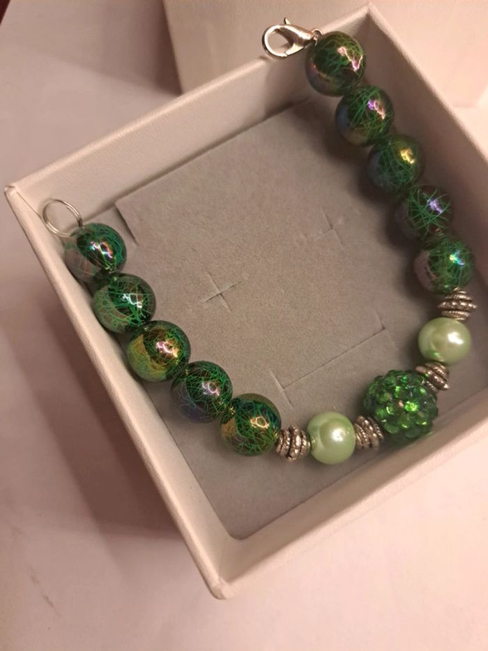 Bracelet vert et argenté Chic - photo numéro 4
