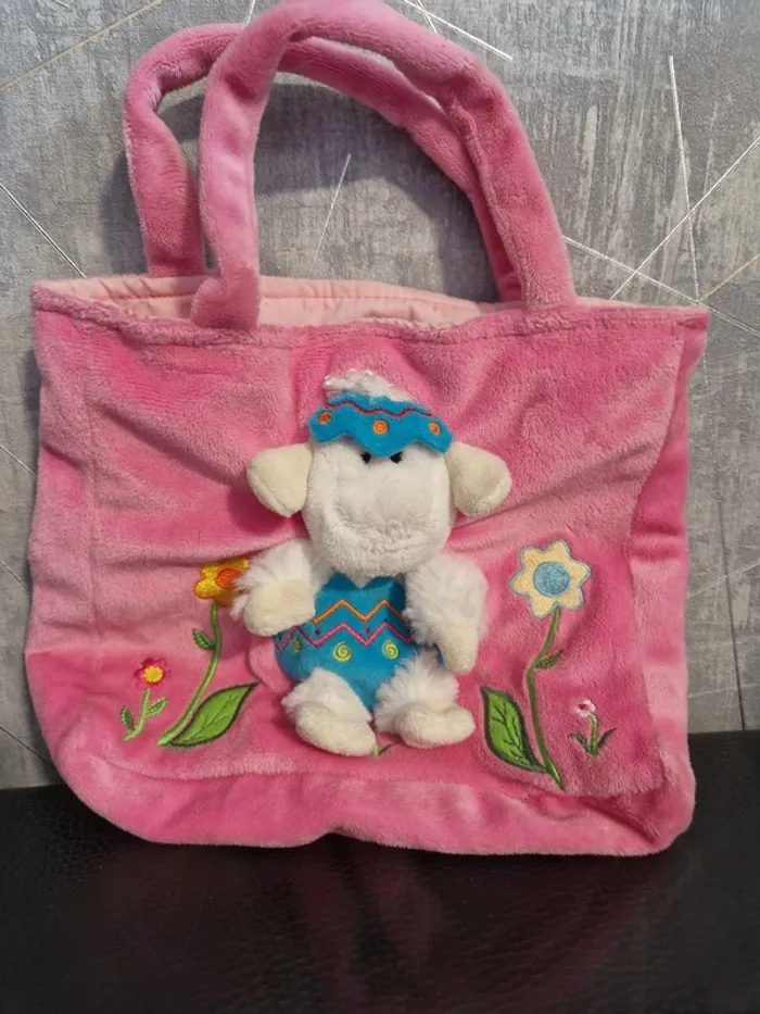 Petit sac tout doux Gipsy rose avec mouton en relief