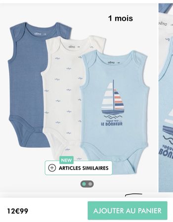 Body bébé lot de 3 - 1 mois