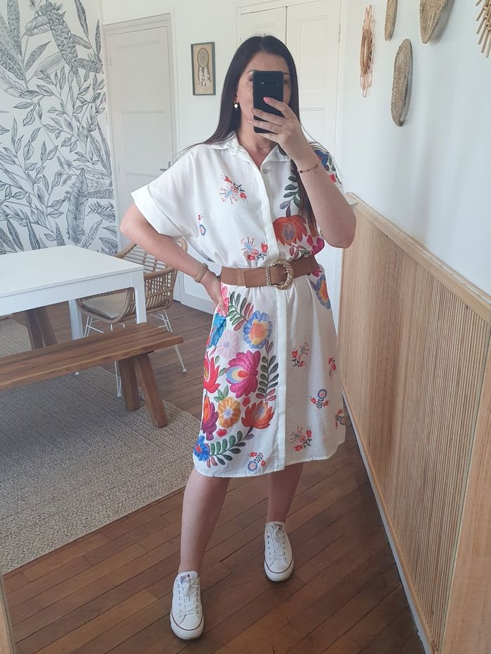 Robe droite Menton fleurs multicolores Taille unique