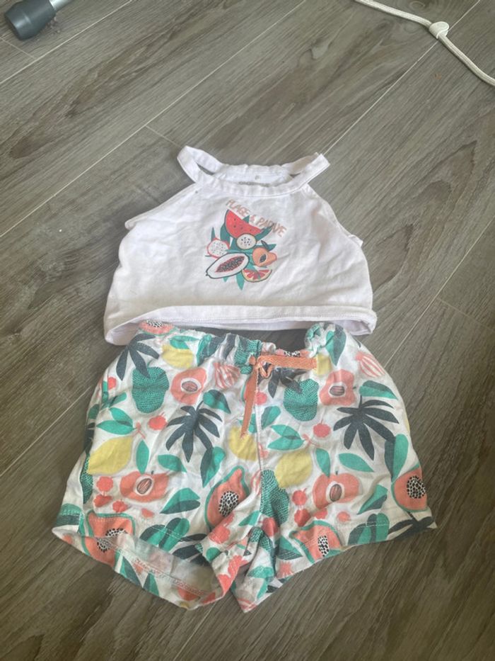 Short fruits+ haut crop top fruit