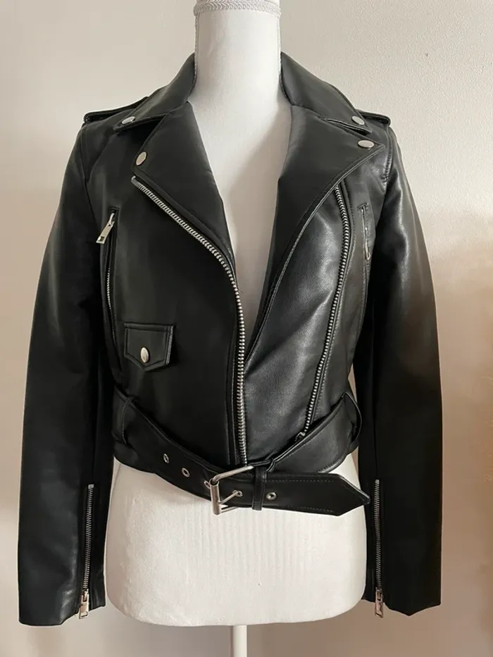 Veste Perfecto ZARA en similicuir ceinturée taille XS - photo numéro 5