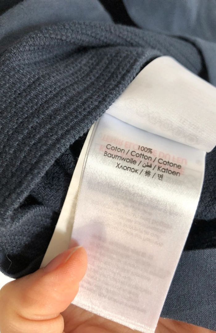 Haut manches trois quarts lavallière bleu marine texturé Bonobo taille 34 comme neuf - photo numéro 17