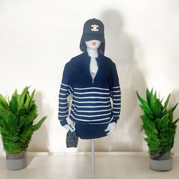 Pull à rayures noir et blanc