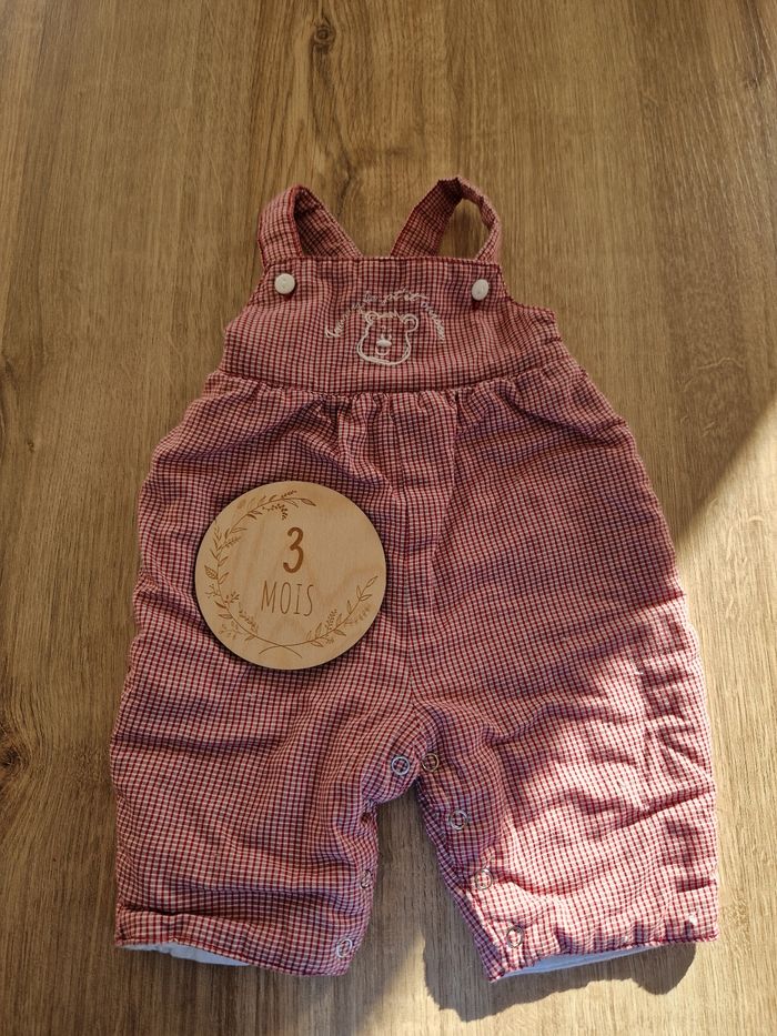 🐻 Salopette Bébé 3 Mois - Carreaux Rouges et Blancs - Style Rétro (Mixte)