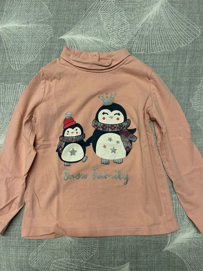 T-shirt sous pull pingouin fille