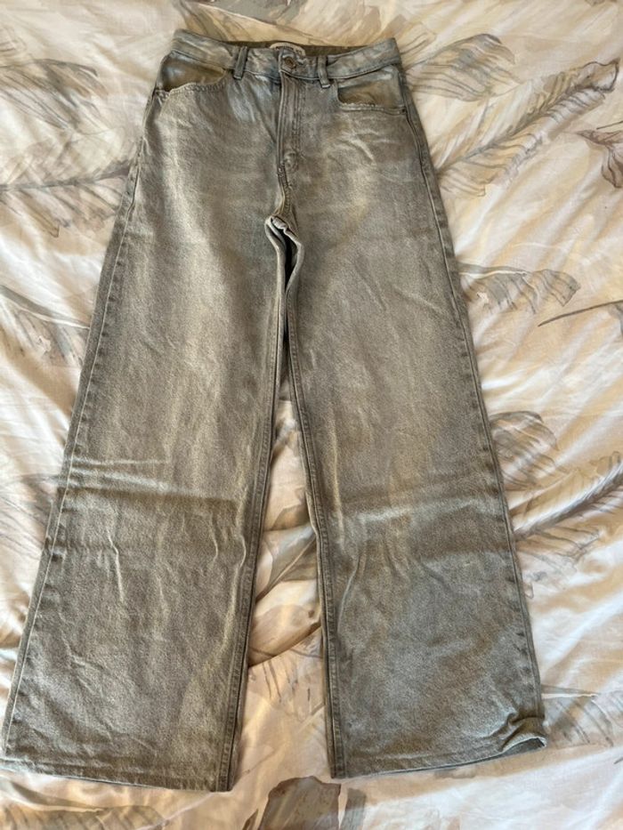jean wide leg gris