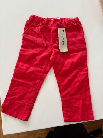 Pantalon lin et coton 12 mois rouge