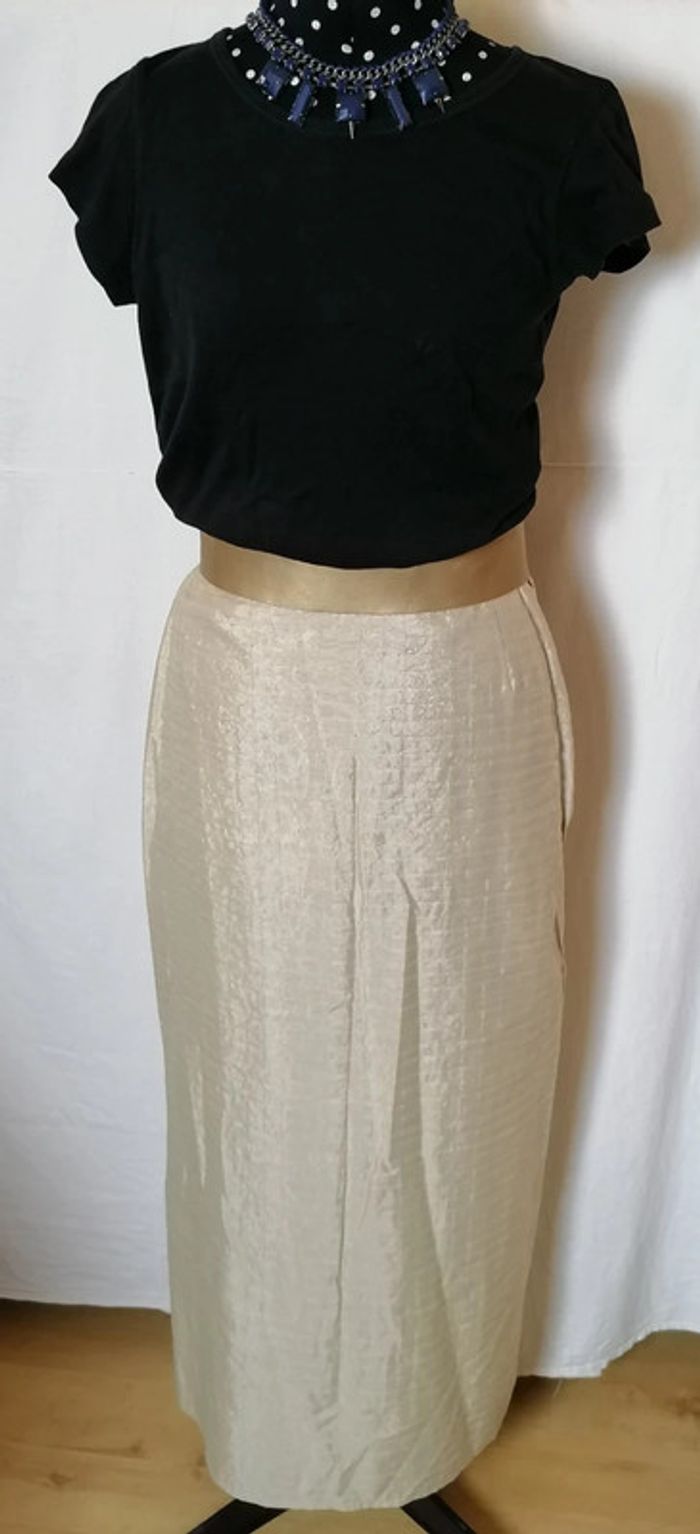 Jupe longue beige effet satin taille 40 Sonja Marohn - photo numéro 4