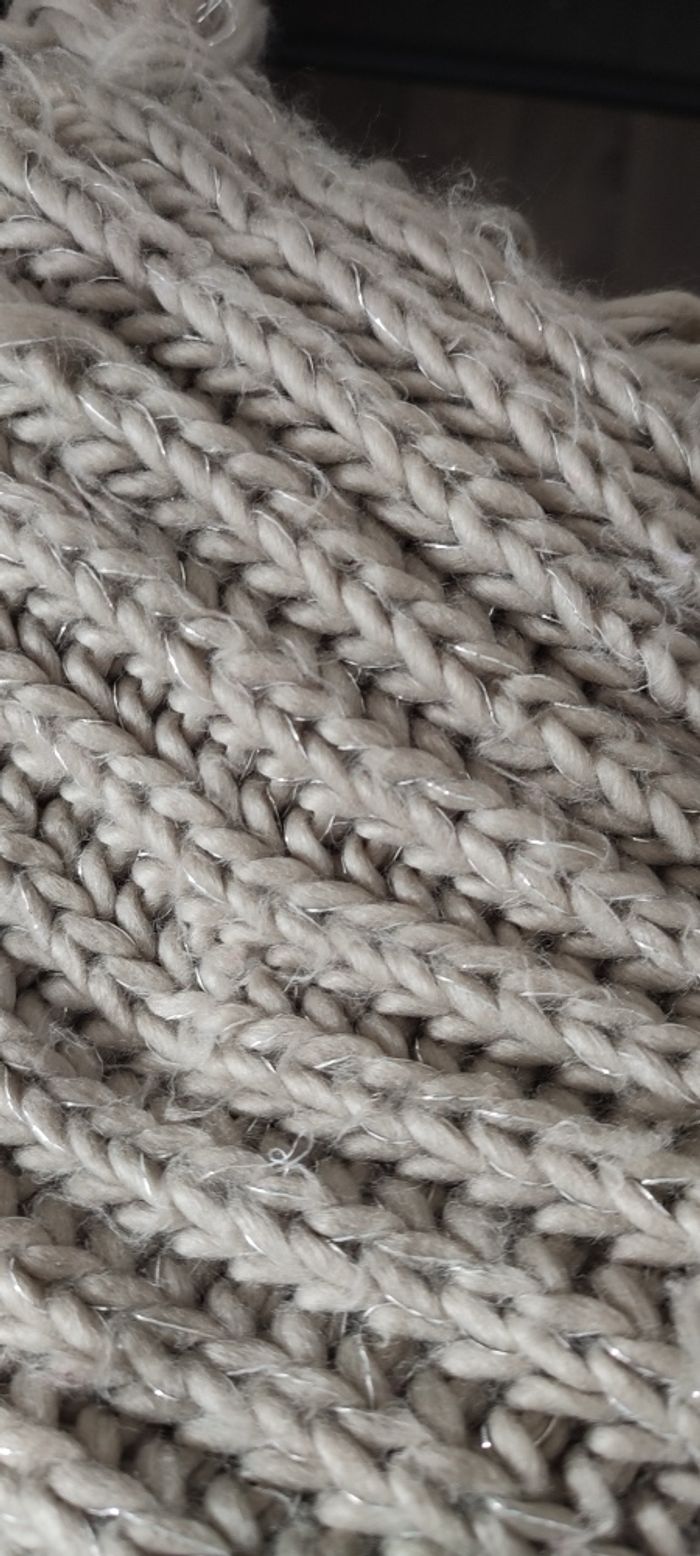Écharpe longue beige en maille torsadée avec franges Camaïeu - photo numéro 3