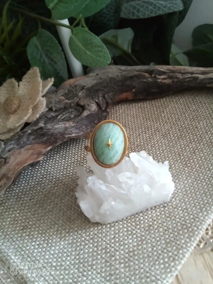 Bague pierre naturelle d'amazonite à facettes - photo numéro 2