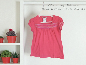T-shirt 6 ans Vynil fraise (48e-82-mag)