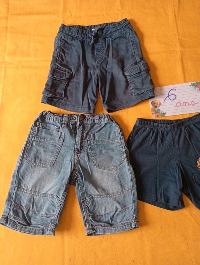 Lot Printemps été 3 shorts bleu 6 ans pour garçon - photo numéro 2