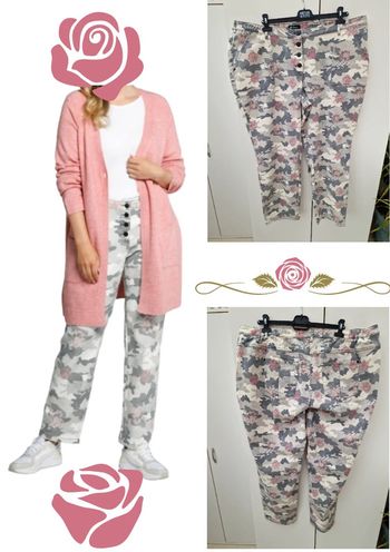 Jean  Boyfriend Délavé Imprimé Camouflage Fleurs