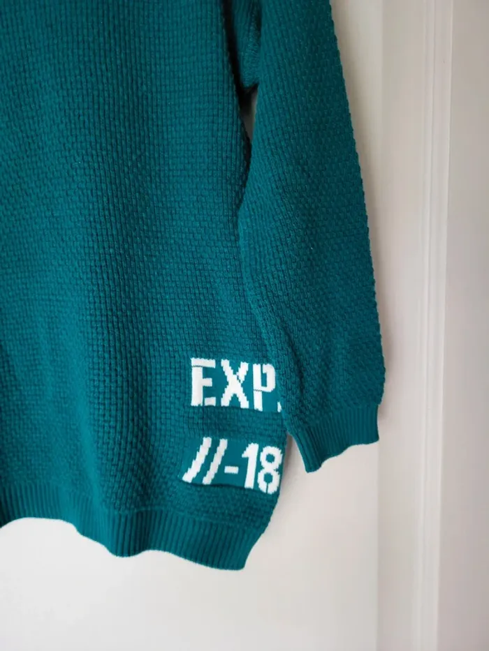 Pull enfant neuf jolie maille 100% coton verte - photo numéro 3