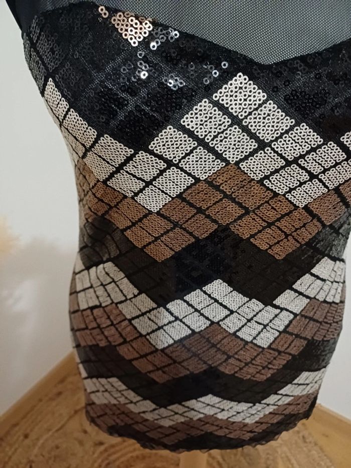 Débardeur transparent en sequins et resille Tout Feu Tout Femme taille S 36 - photo numéro 4