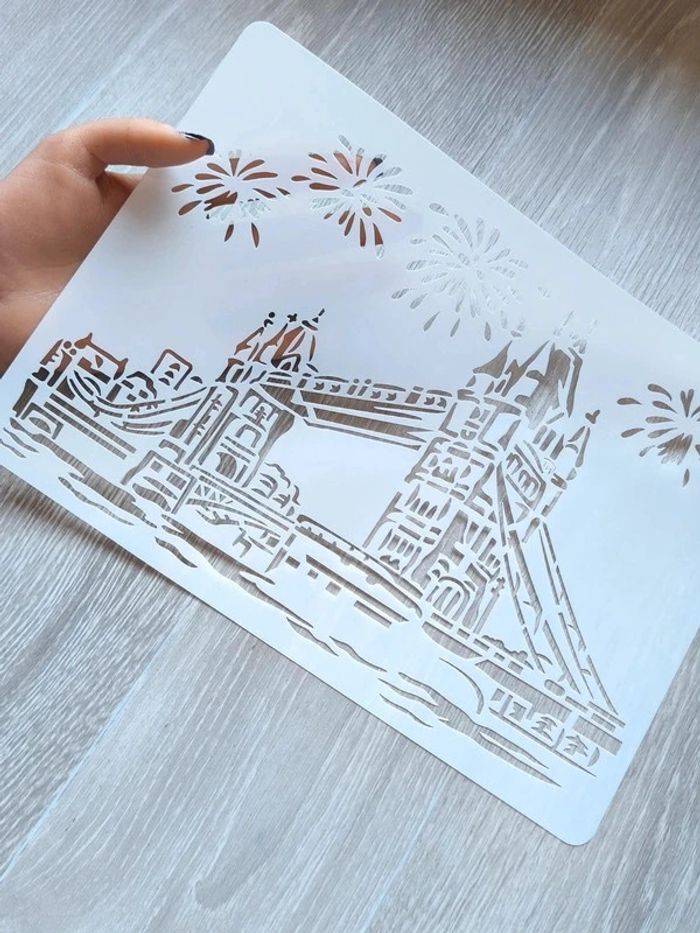 Grand Pochoir A4 du pont de Londres Le Tower Bridge - photo numéro 2