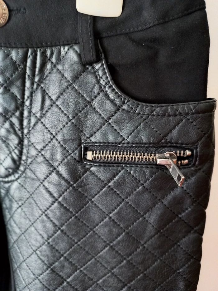 Pantalon noir bi-matière - photo numéro 3
