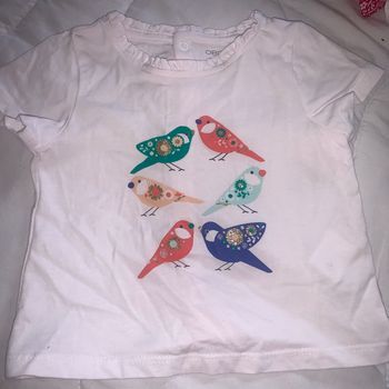 T-shirt blanc bébé  avec des oiseaux