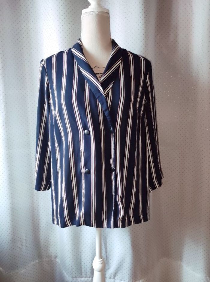 Blouse style blazer à rayures, Kiabi, taille M, TBE!