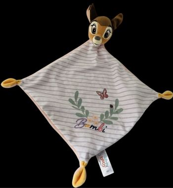 ❤️B5069 Doudou Plat Mouchoir Biche Faon Bambi DISNEY BABY NICOTOY Blanc Rose