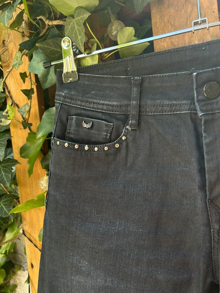 Jean bleu foncée kaporal slim brodé W26L32 femme - photo numéro 3
