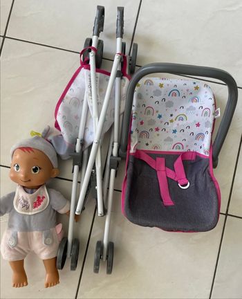 Ensemble poussette transat et bébé qui fait des sons Très bon état