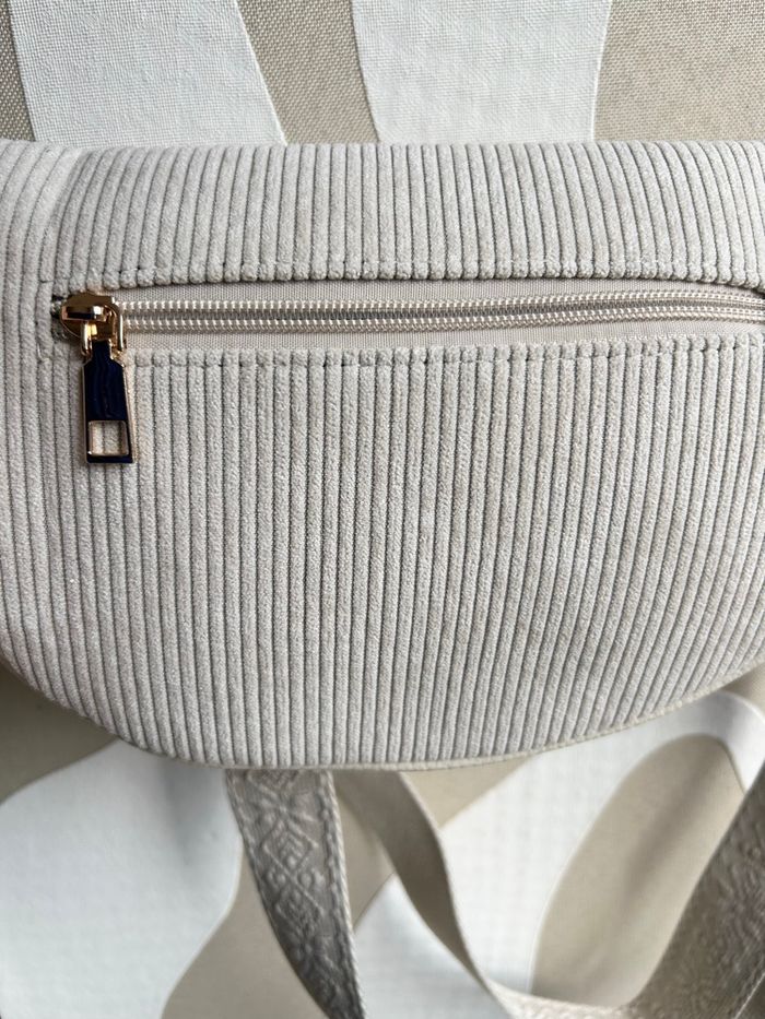 Sac banane  beige crème  velours côtelé - photo numéro 5