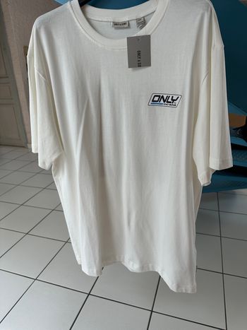 Tee shirt oversize Only&Sons blanc avec sérigraphie "new york sprint" taille M neuf