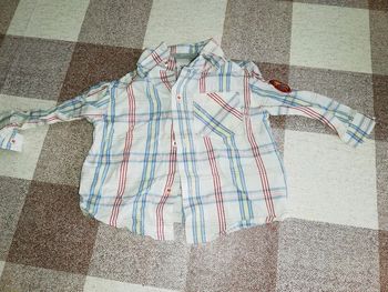 Chemise 6 mois manches longues à carreaux blanc/bleu Baby club C&A