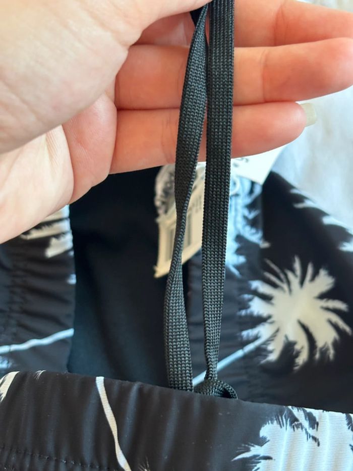 Bas de maillot de bain noir motif feuillage blanc Goldenpoint lacets taille S/36 neuf avec étiquette - photo numéro 6