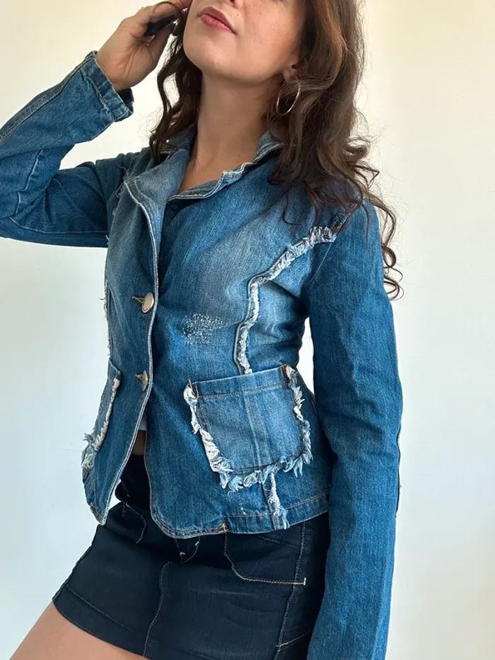 Veste en jean cintrée Y2K vintage années 2000 taille S - photo numéro 6