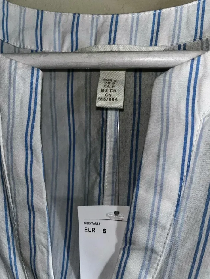 Robe chemisier blanc à rayures bleues, taille S, Neuf avec étiquette - H&M - photo numéro 5