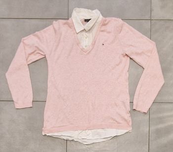 Pull Tommy Hilfiger Rose Pâle (Effet 2-en-1) - Taille M