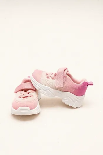 💚Baskets fille rose dégradé – scratch & lacets – T. 21/22