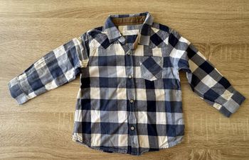 Chemise manches longues a carreaux bleu et blanc 18/24 mois Zara