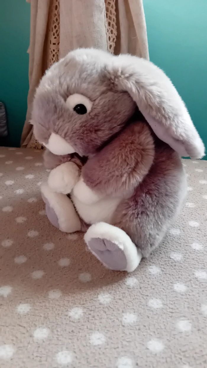 Peluche lapin gris et blanc gipsy - photo numéro 3
